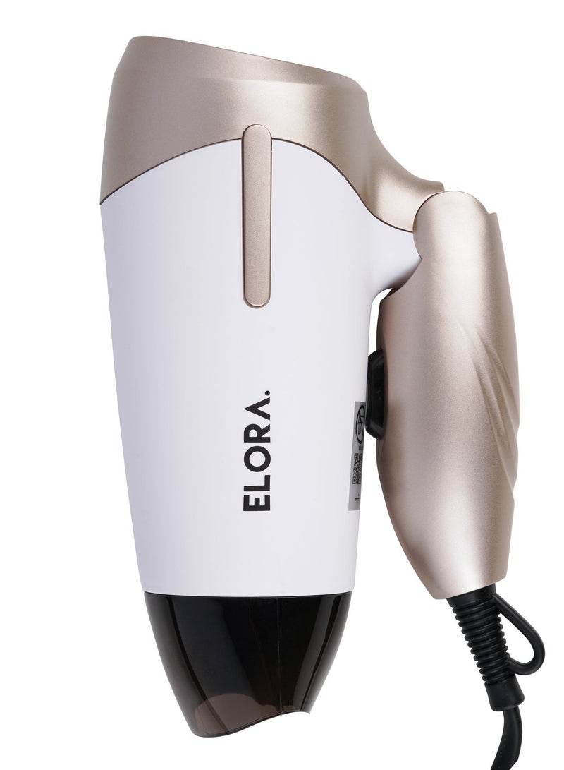 ELORA Lightweight & Powerful Hair Dryer with Quick Drying, Customizable Heat & Speed Settings, Foldable Handle – 1000 W | ELPC-1605 Pearl White - Image 2